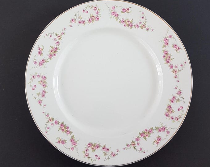 4pc Wood & Sons Bridal Rose Dinner Plate Set England 1910s