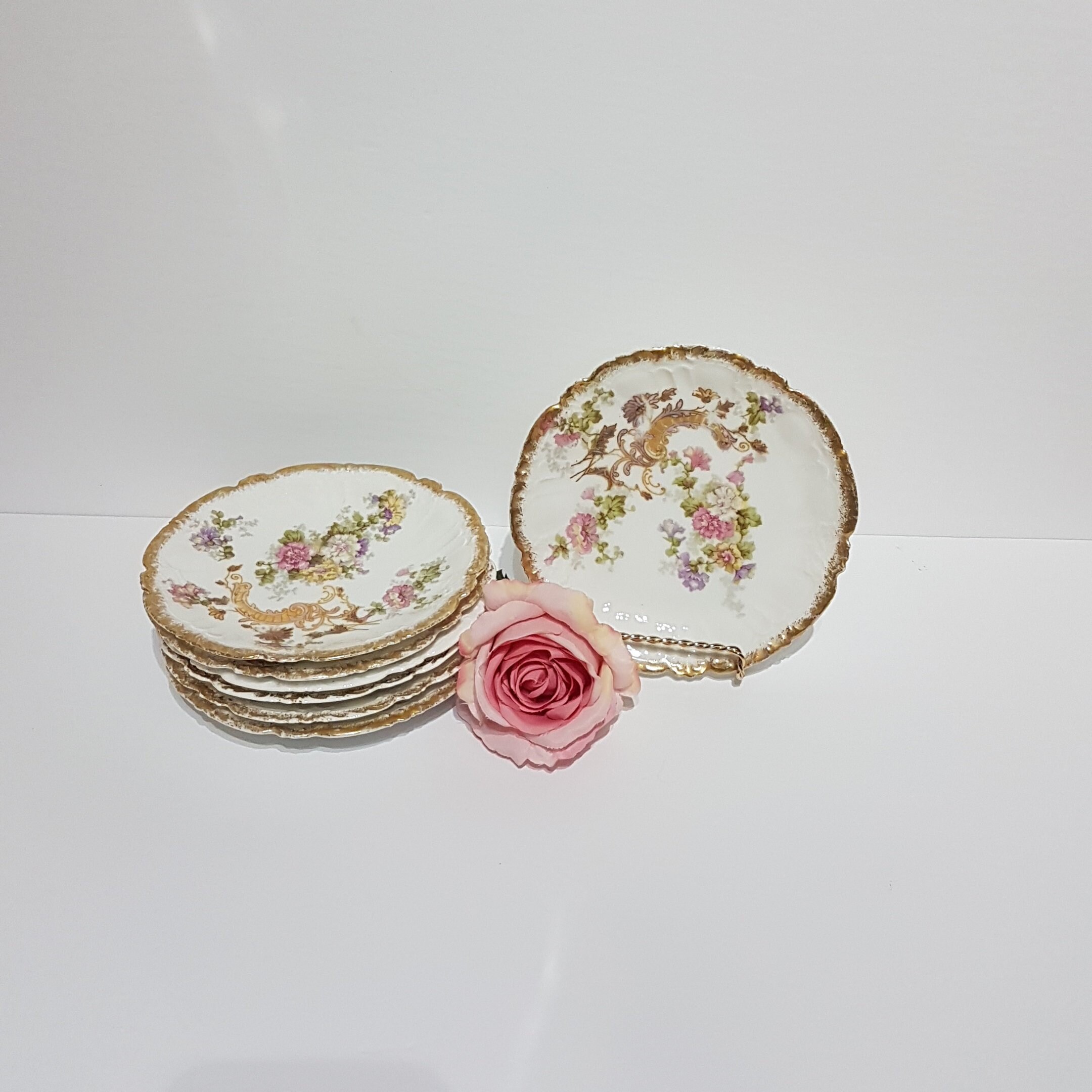 ANTIQUE Limoges Side Plates, Set of 7 Limoges France Plates, 18951927