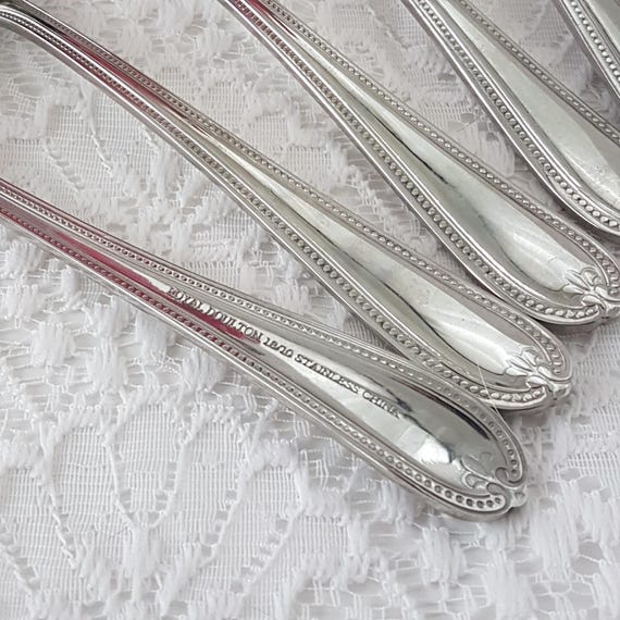 Royal Doulton Beaded Stainless Steel Tea Spoons Set - Vintage Flatware Collection (6 Pieces)