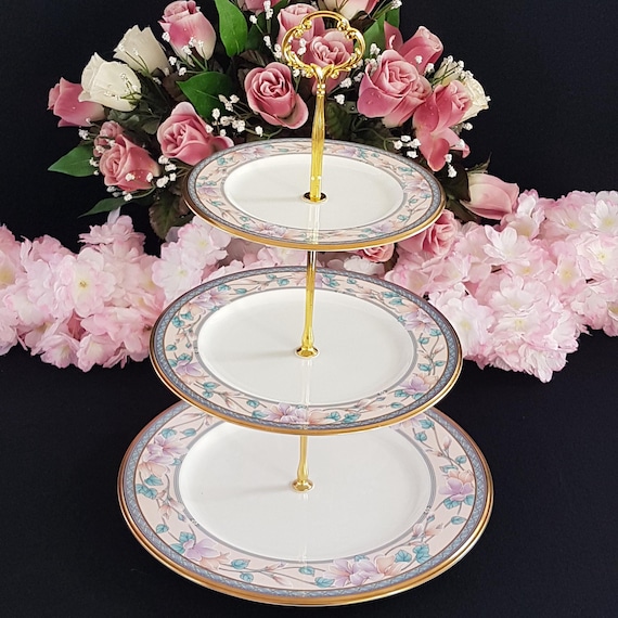 3 Tier Cake Stand Floral Porcelain Dessert Tower Vintage Style Macaron Cupcake Display Holder