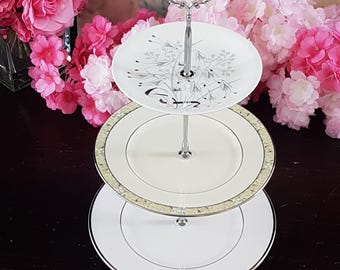 Elegant 3-Tier Bone China Cake Stand Handmade Dessert Tray