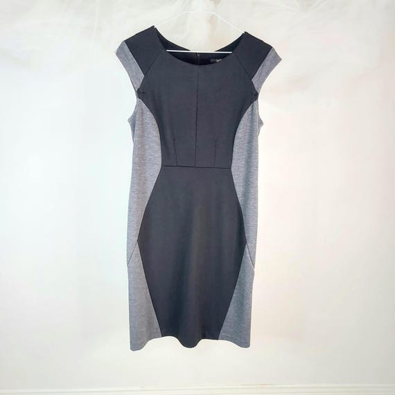 Chapter One Colorblock Sheath Dress Grey and Black Illusion Slimming Panel Size Medium