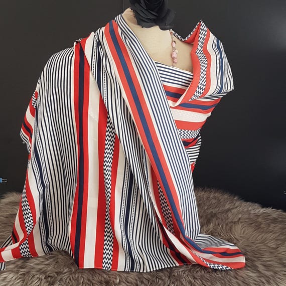 Vero Moda Red White Blue Striped Hakima Long Scarf