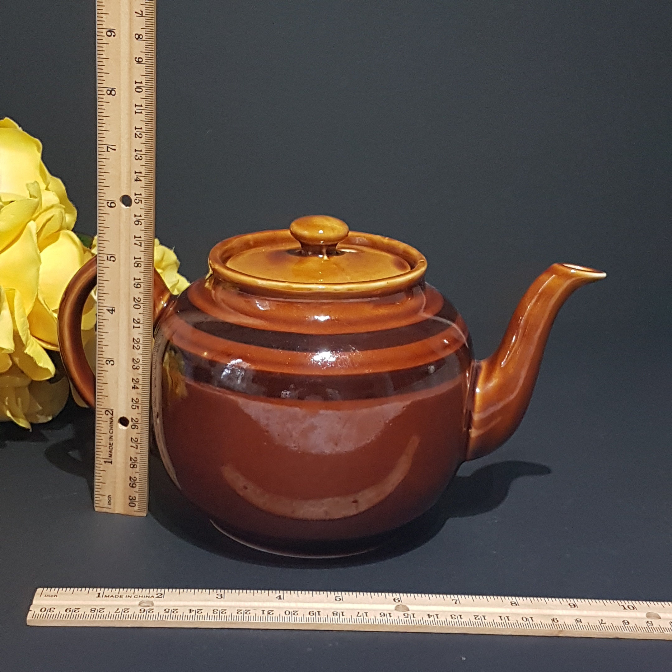 Vintage Sadler Brown Betty Teapot, Large Full Size, 7 Cup, Brown with