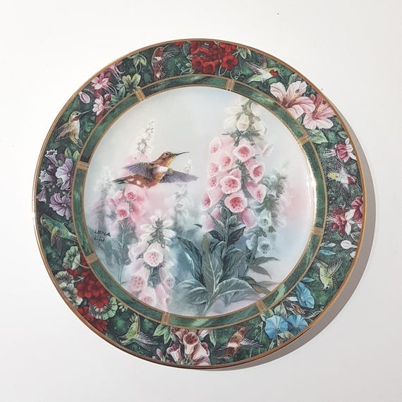 1992 Lena Liu Hummingbird Porcelain Collector Plate Wall Decor Treasury Collection Bird Art