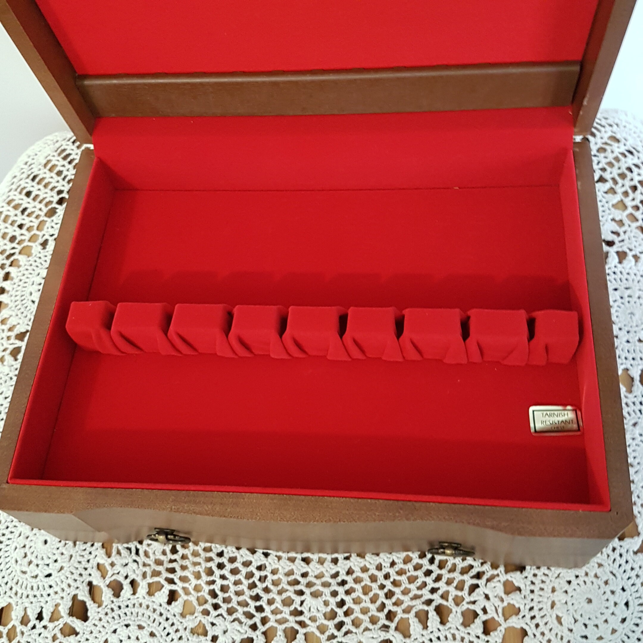 Empty Wood Silverware Chest with Drawer