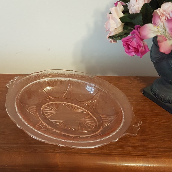 Pink Depression Glass Hazel Atlas Royal Lace Oval Serving Dish Collectible 1930s Antique Bowl