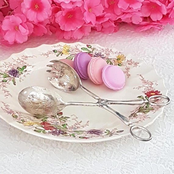 Vintage Italian Silver-Plated Scissor-Handle Salad Servers: Elegant Utensils for Tea Parties & Desserts