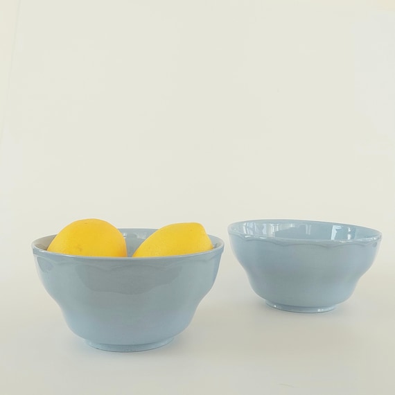 Set of 2 Vintage Grindley Lupin Petal Blue Creampetal Soup Cereal Bowls