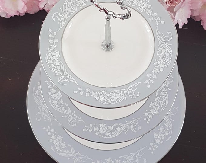 Royal Doulton Bone China 3 Tier Cake Stand, Valleyfield Tiered Plates, Wedding Dessert Stand, Mothers Day Gift