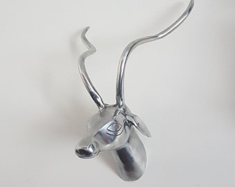 Rustic Silver Deer Head Wall Mount for Cabin or Holiday Decor