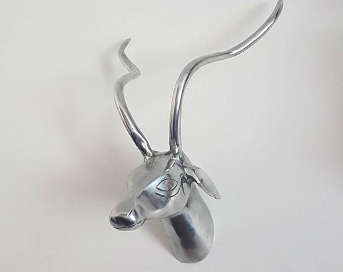 Rustic Silver Deer Head Wall Mount for Cabin or Holiday Decor