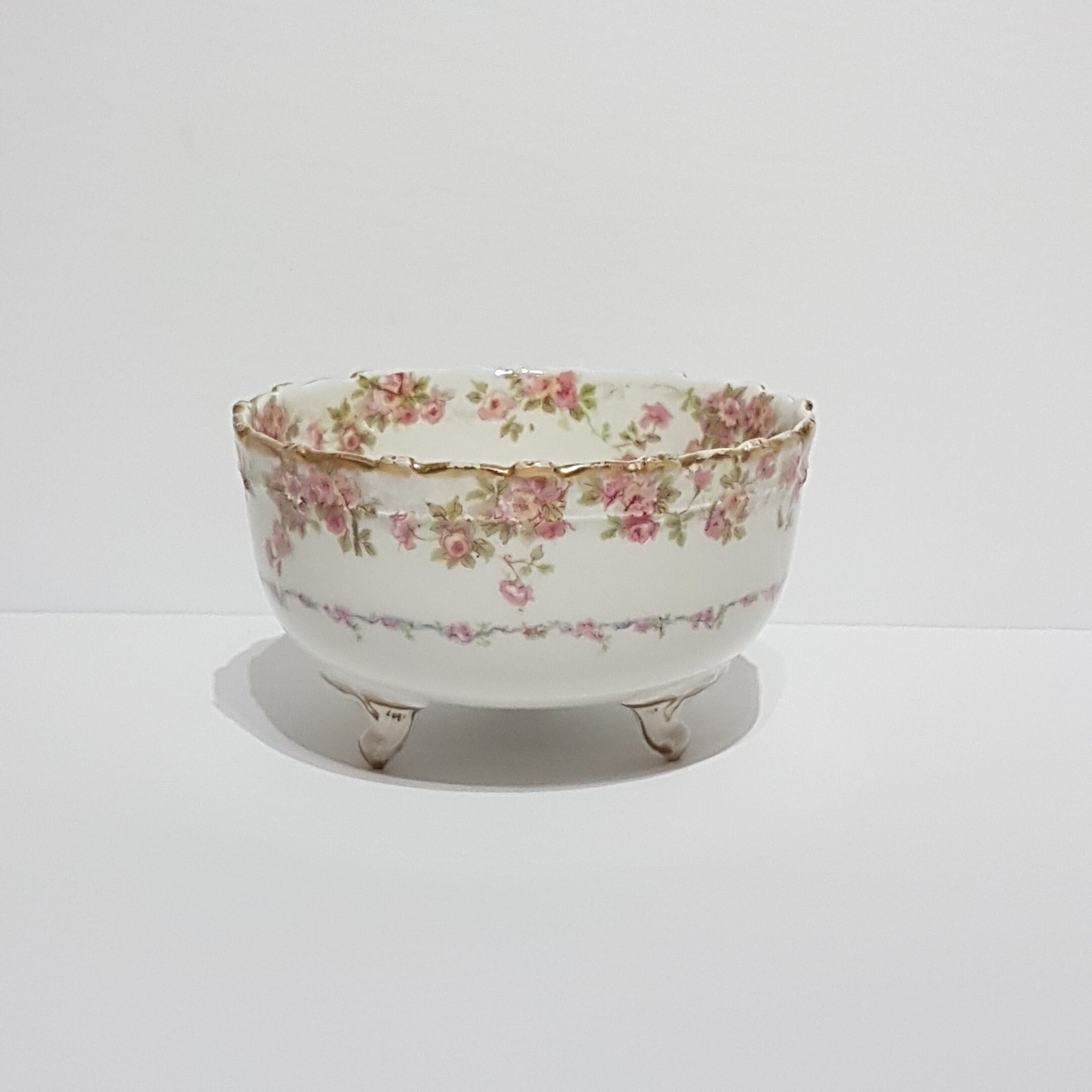 ANTIQUE CH Field Haviland Limoges Footed Bowl, Charles H. Field Limoges