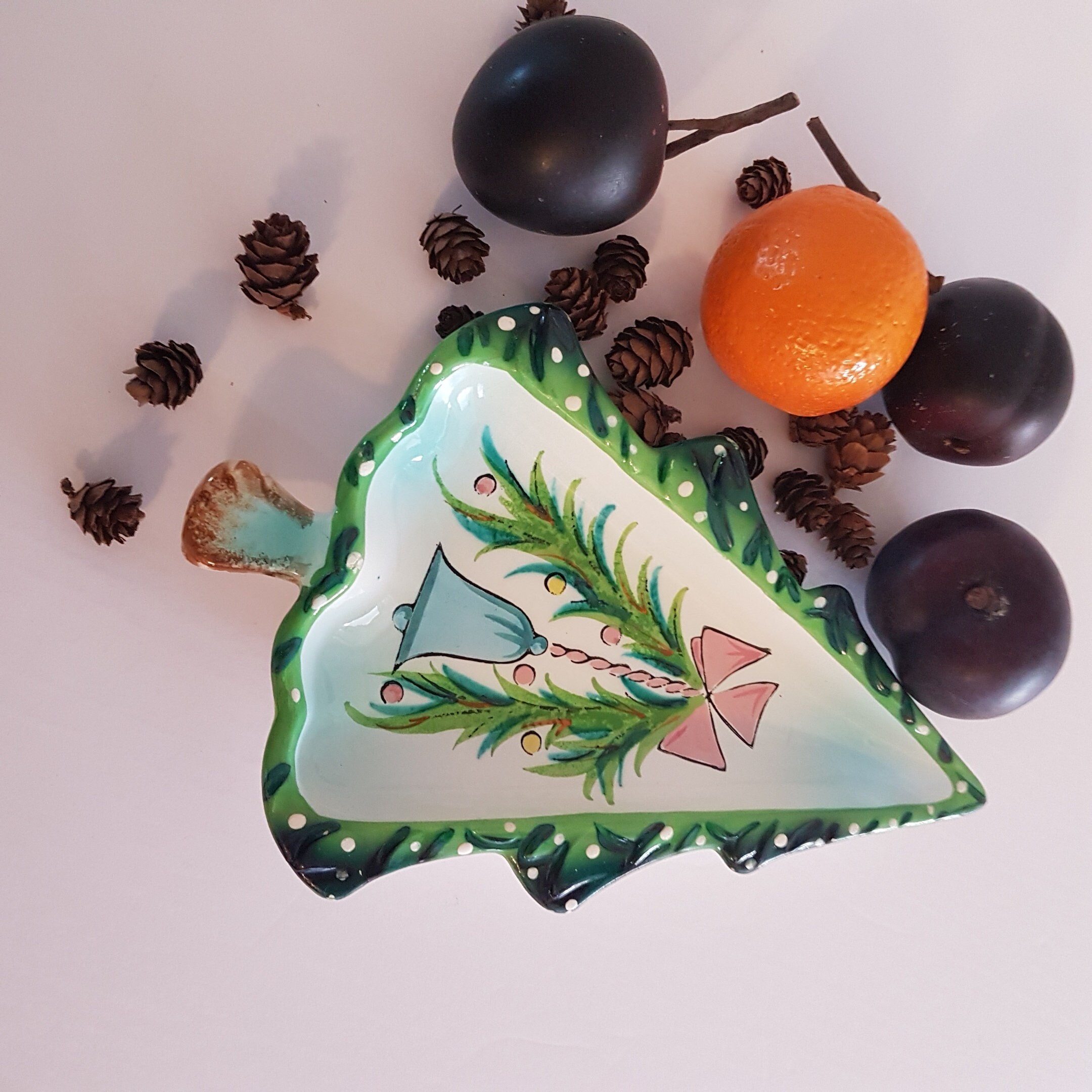 Vintage Christmas Tree Candy Dish, Japan, Mid Century Xmas Dish