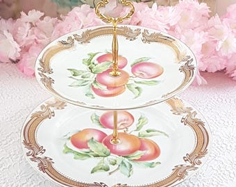 Handmade 2 Tier Dessert Stand Farmhouse Apple Serving Tray Party Display Decor