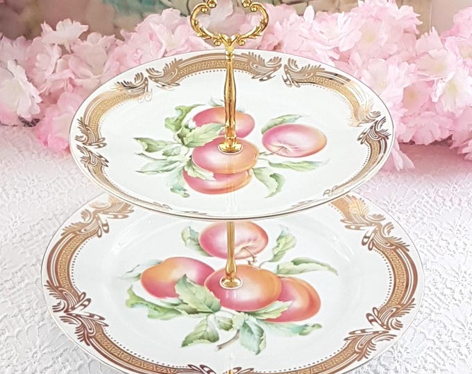 Handmade 2 Tier Dessert Stand Farmhouse Apple Tiered Serving Tray