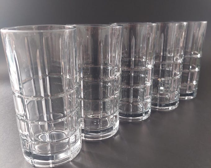 Anchor Hocking Manchester 16oz Iced Tea Glass Set of 5 Tartan Pattern