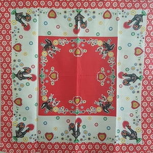 Toalha de mesa vintage estampada, lembrança de Portugal, 114 cm x 114 cm, 100% algodão.