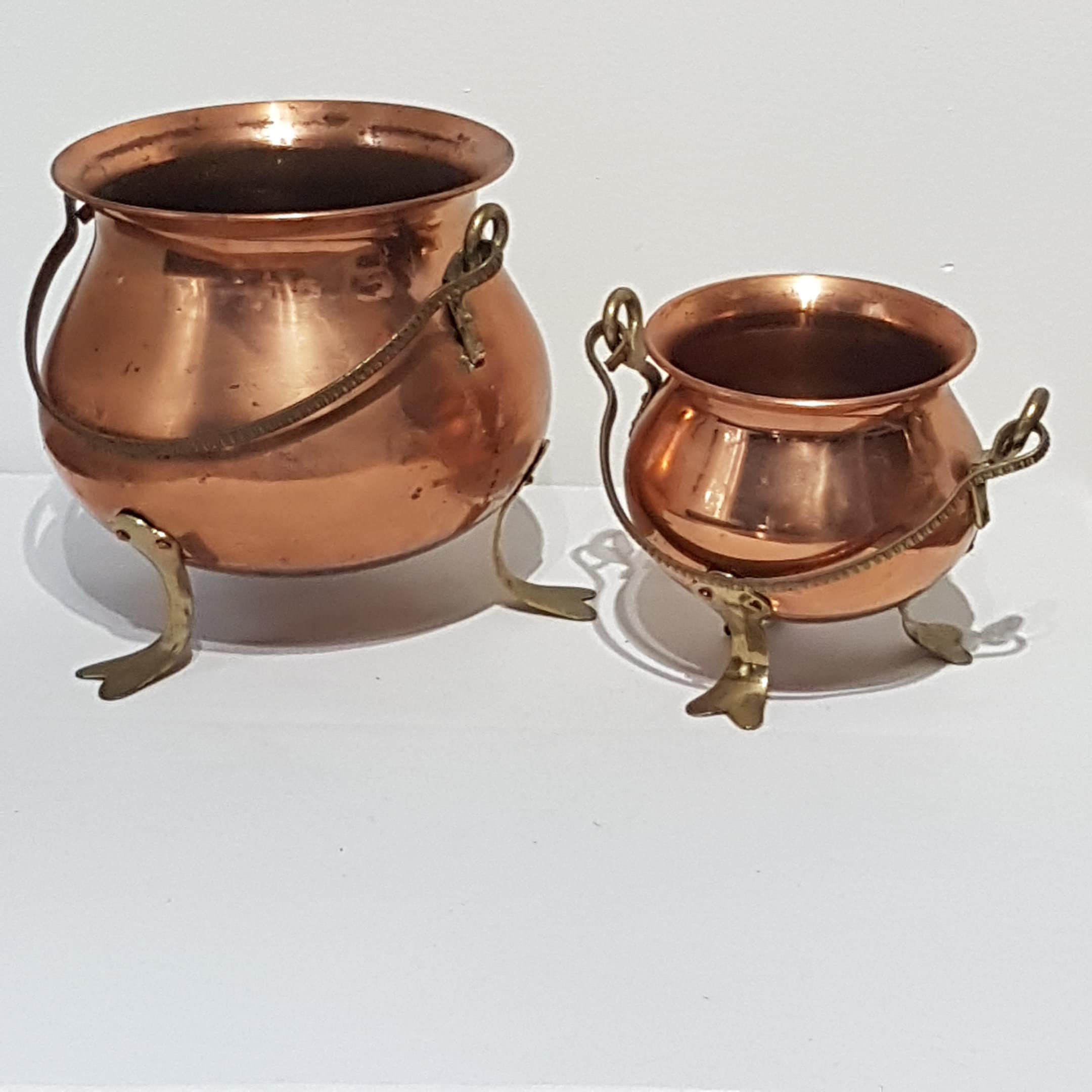 Vintage Copper Planters, Copper Home Decor, Indoor Planter Set FREE