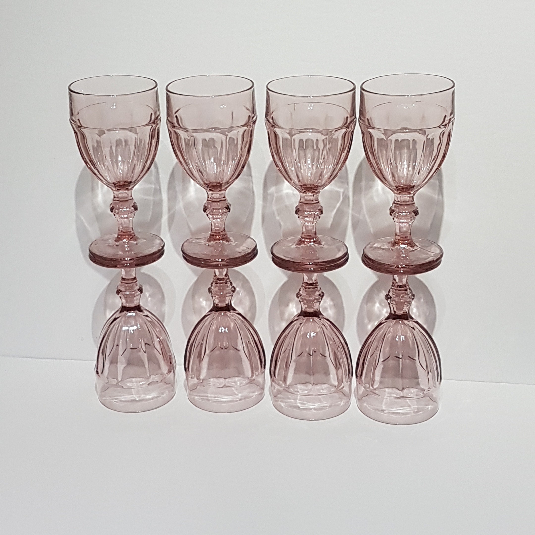 Set of 8, Libbey Duratuff Pink Wine Glasses, Water Goblets, Iced Tea