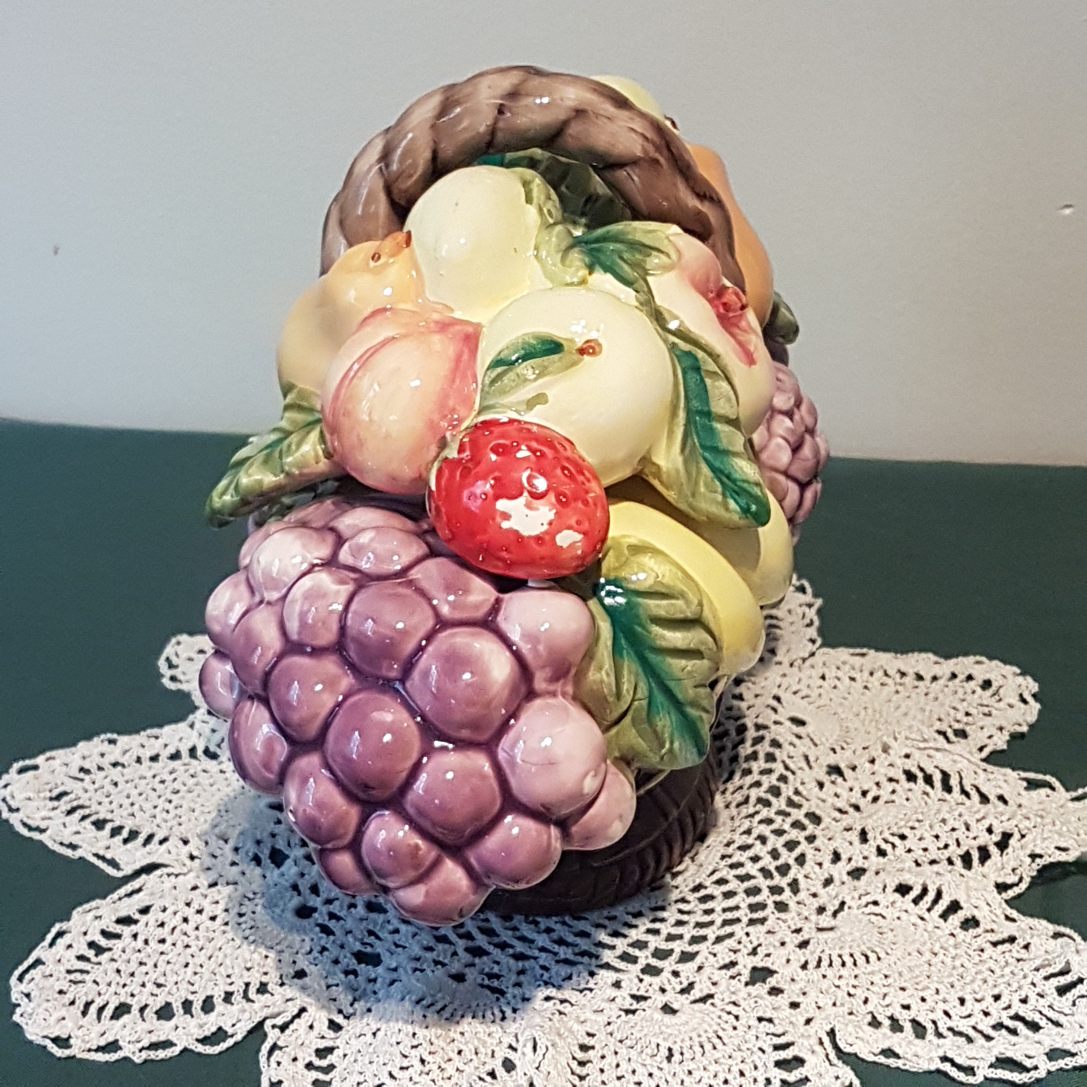 Vintage Japanese Decorative Ceramic Fruit Basket for Centerpiece, Fruit