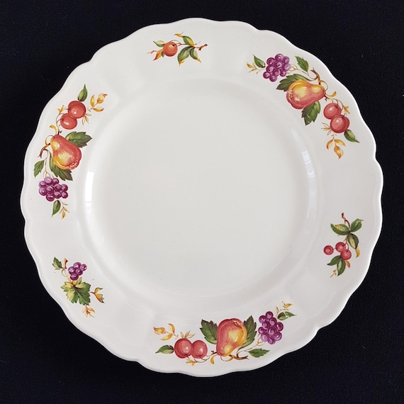 4pc Grindley Marlborough Royal Petal Evesham 9 inch Dinner Plate Set with Fruit Border