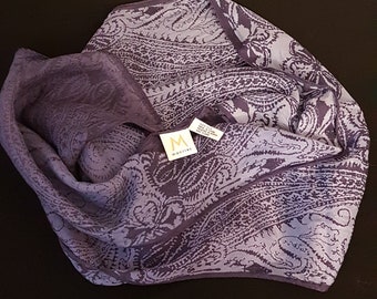 100% Silk Scarf, Long Blue Silk Scarf, Dark Blue Ends, Light Blue Center, Gift for Her
