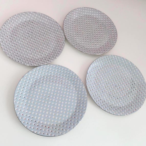 Polka Dot Porcelain Salad Plates Set of 4