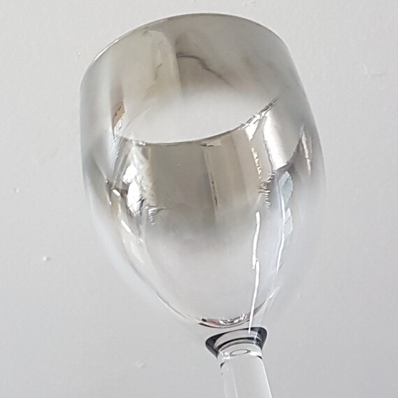 Vitreon Queen’s Lusterware, Silver Fade Wine Glass Set of 4, MCM Bar Glasses, 1970s