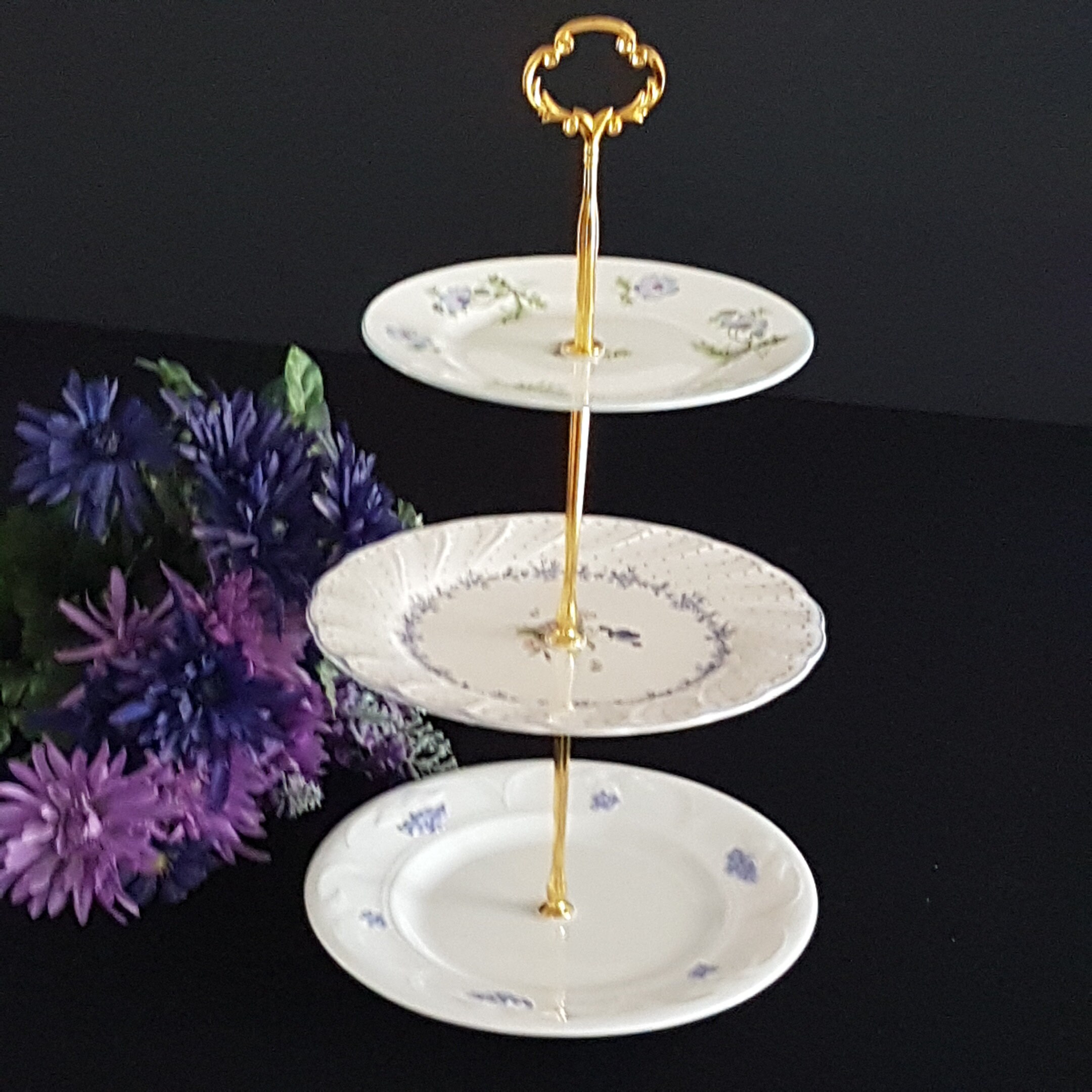 3 Tier Cake Stand, Mismatch Vintage Plates, Afternoon Tea Party