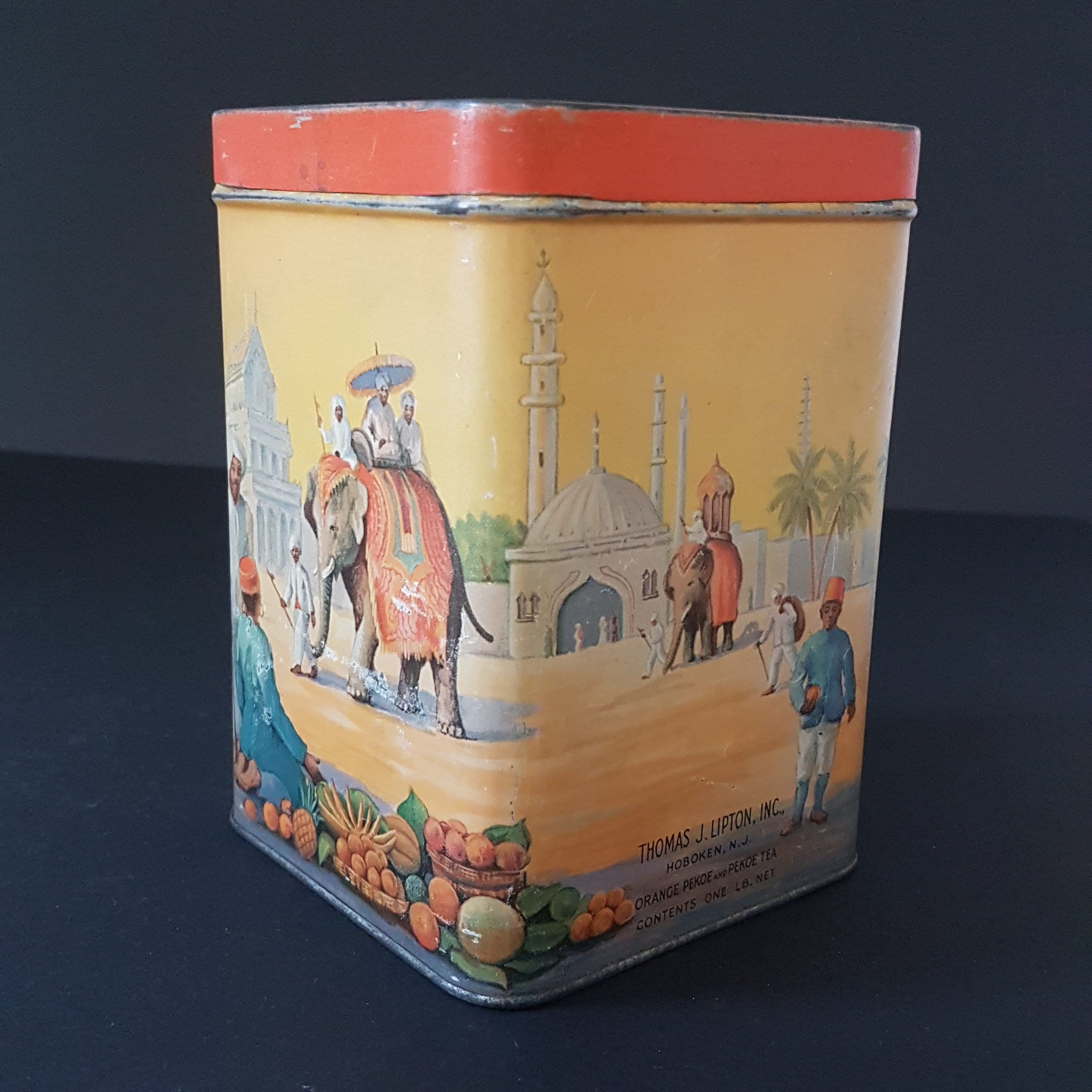 Vintage Lipton's Tea Tin, Lipton India Elephant Tea Box, Display Tin