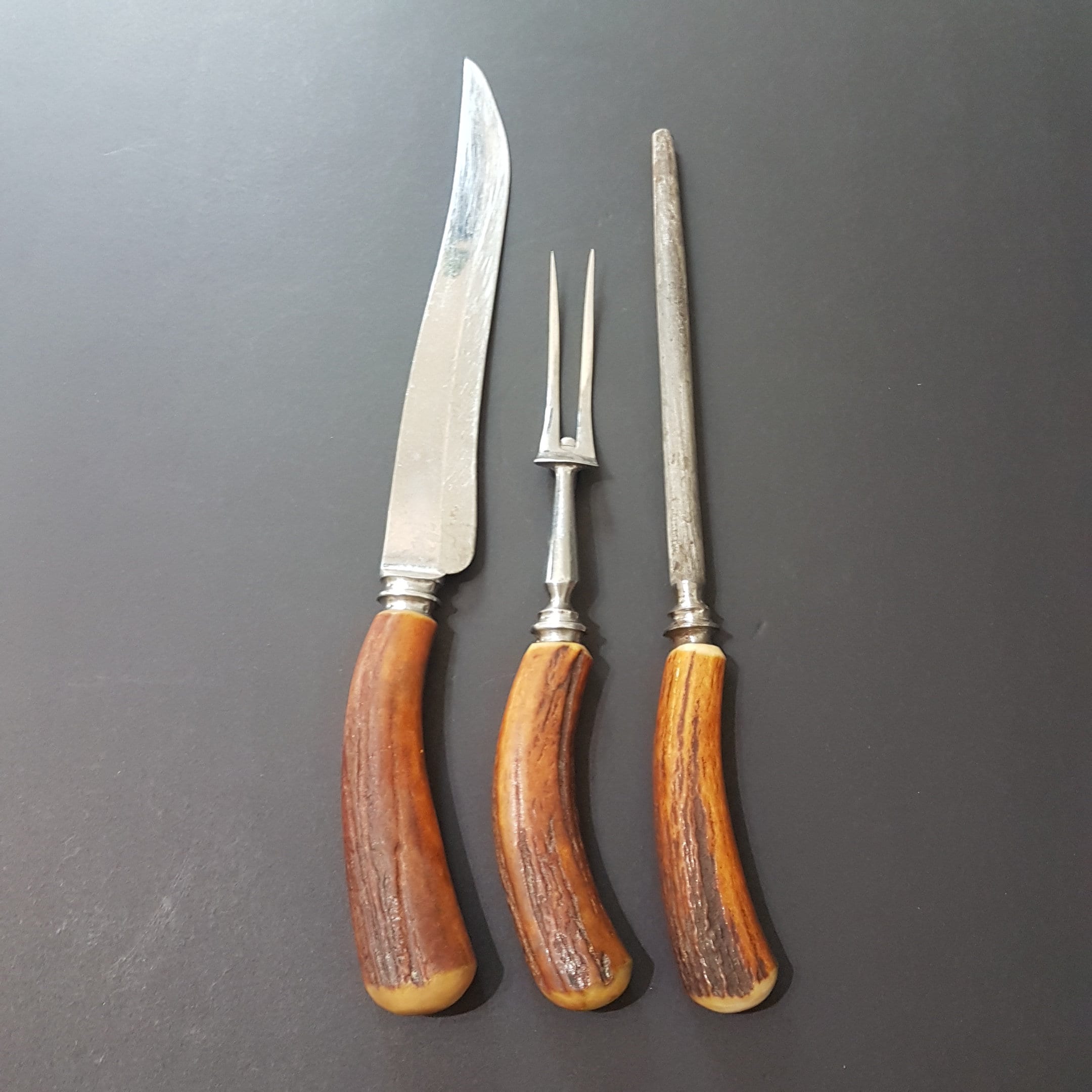 Vintage Genuine Staghorn/Deer Antler Meat Carving Set, Haddon Hall