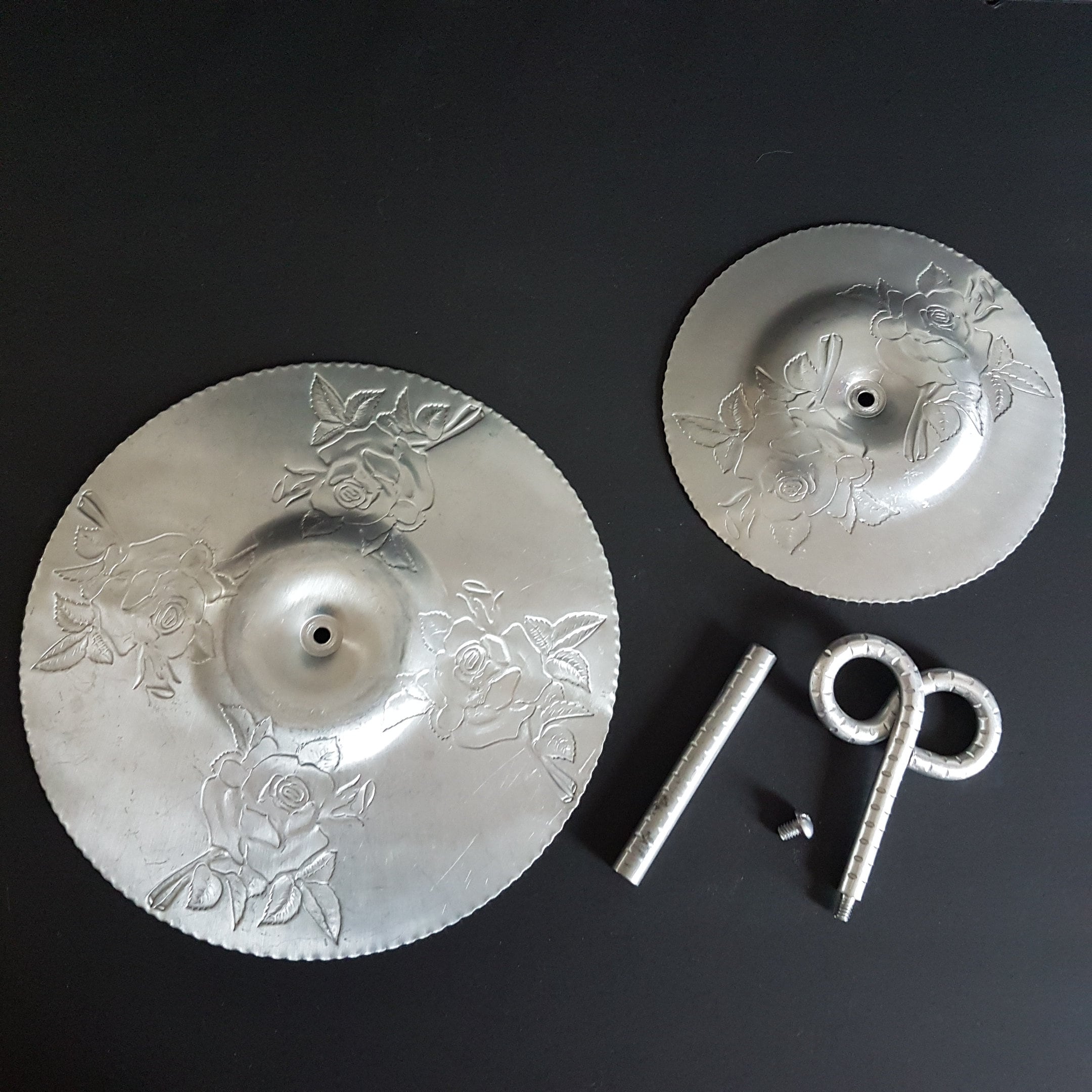 Hammercraft Aluminum Hammered 2 Tiered Cake Stand, Rose Pattern, Hand