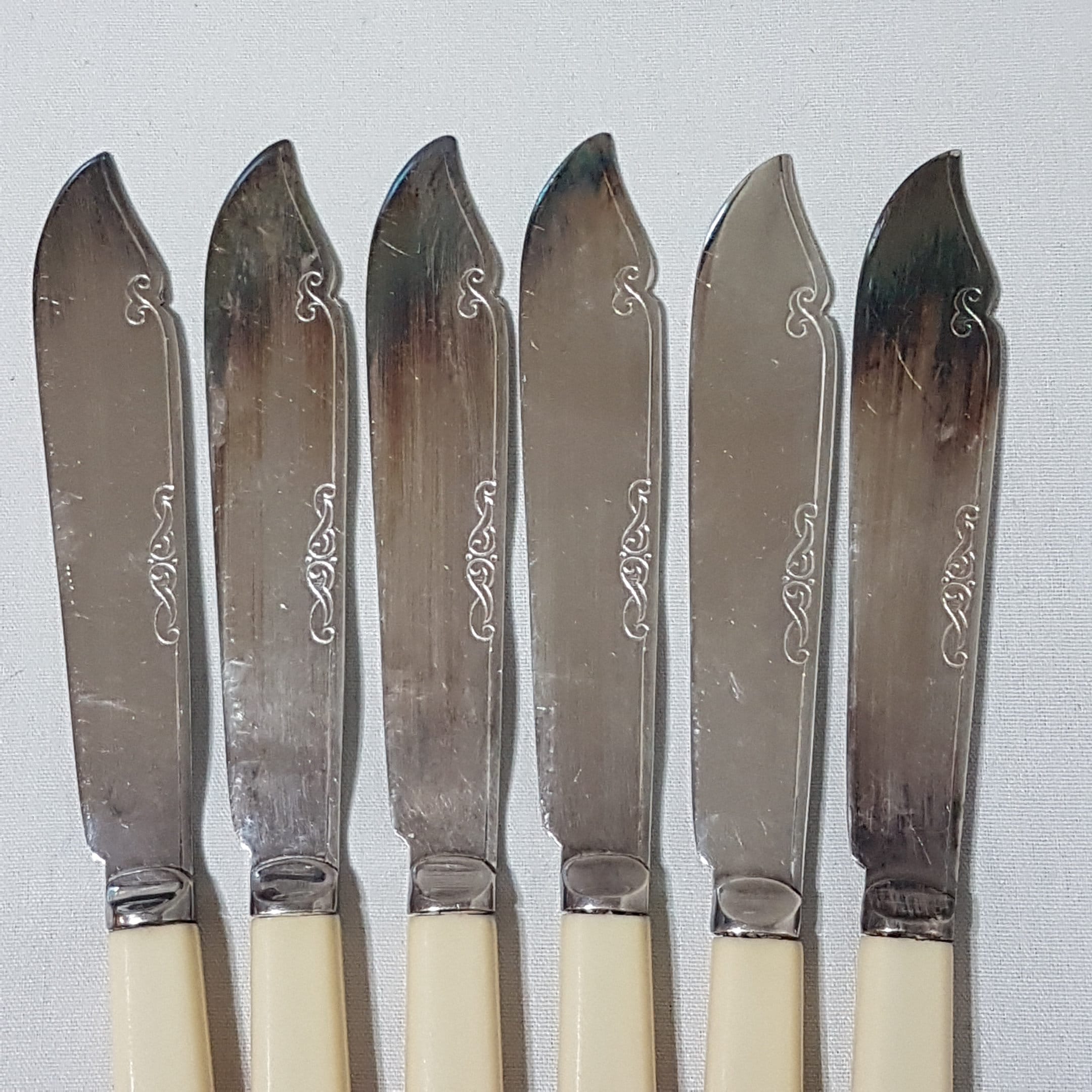 Set of 6 EPNS Fish Knives and Forks, Bone Fish Knife, Unique Cutlery