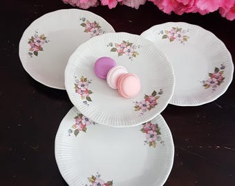 Walbrzych Poland Porcelain Pink Floral Salad Plates (Set of 4)