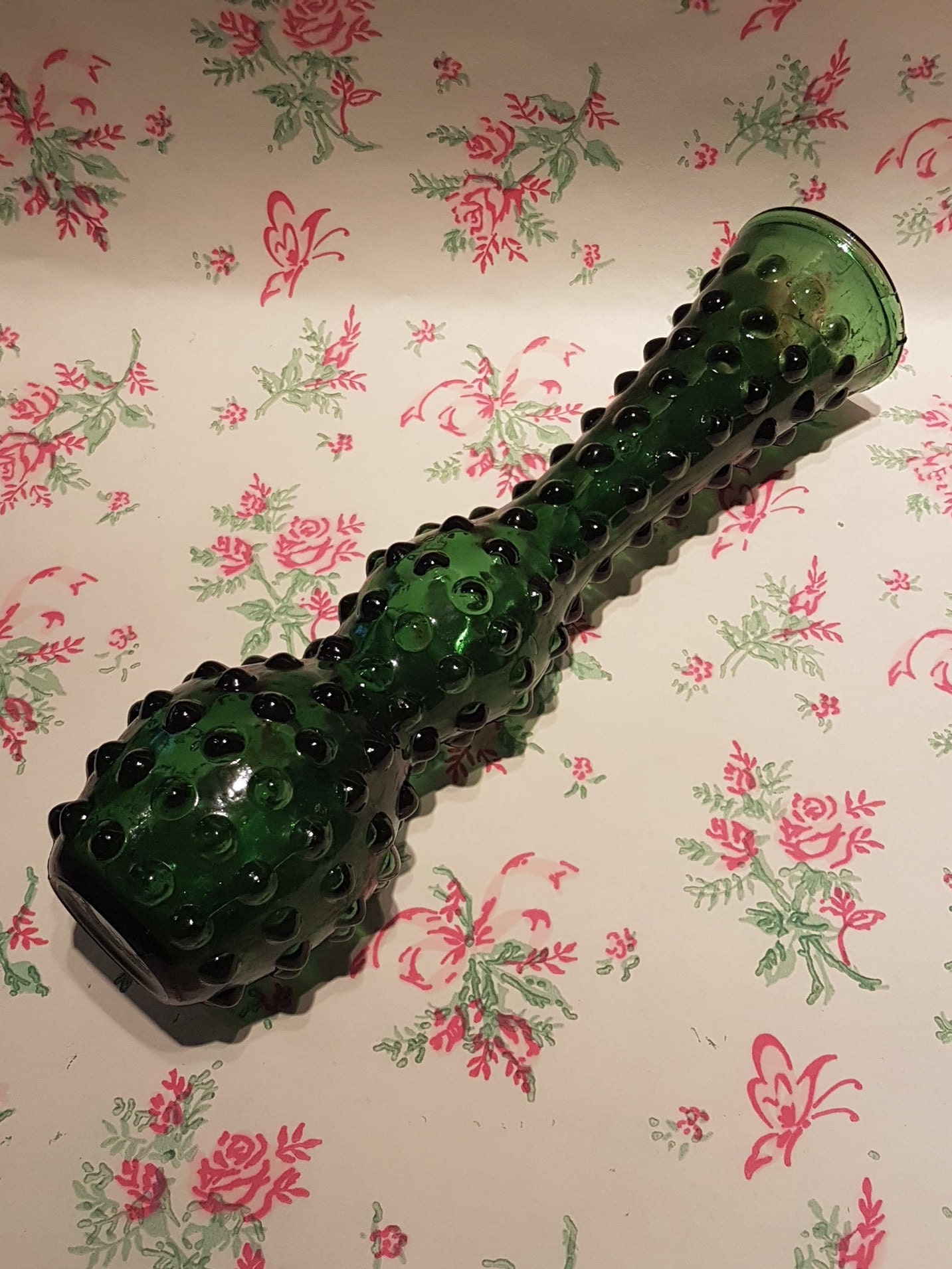 Vintage Green Hobnail / Bud Vase