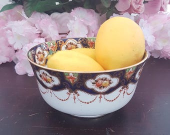 Royal Albert HEIRLOOM Cranberry Bowl, Crown China Stamp Imari Colors