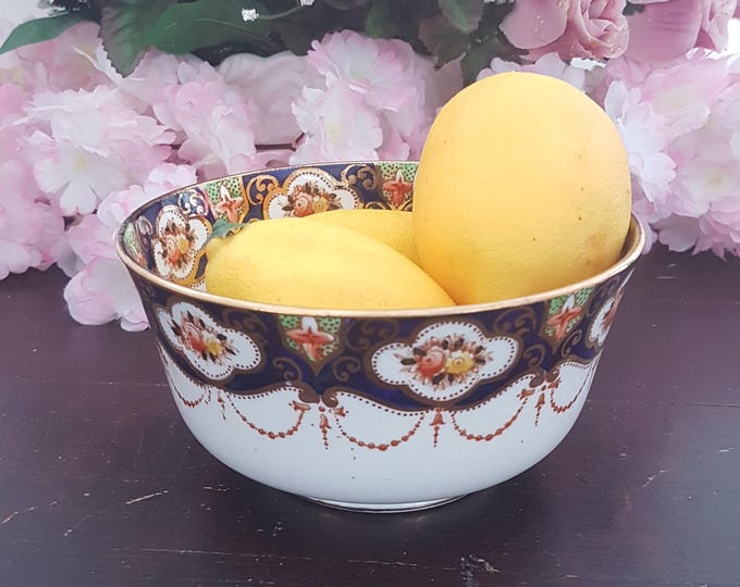 Royal Albert HEIRLOOM Cranberry Bowl, Crown China Stamp Imari Colors