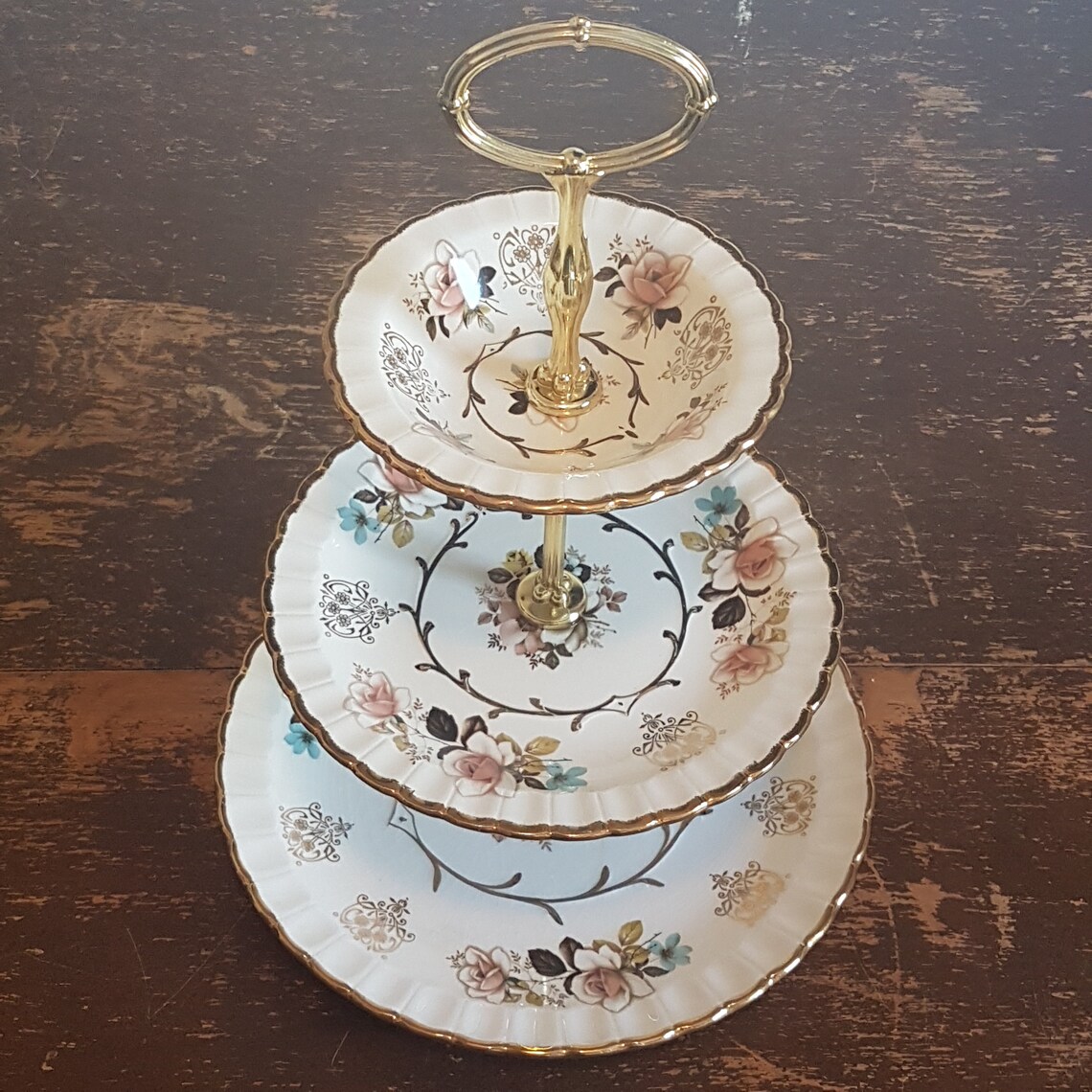 Vintage 3 Tier Cake Stand Avon by Wood & Sons Alpine White Etsy