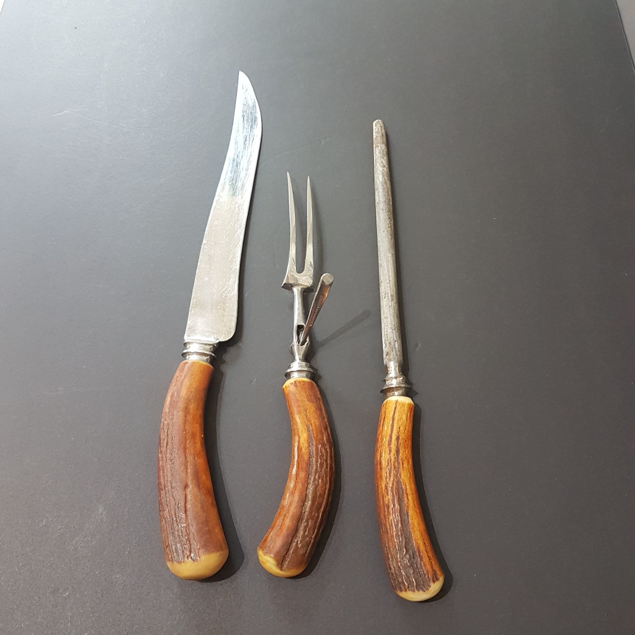 Vintage Genuine Staghorn/Deer Antler Meat Carving Set, Haddon Hall