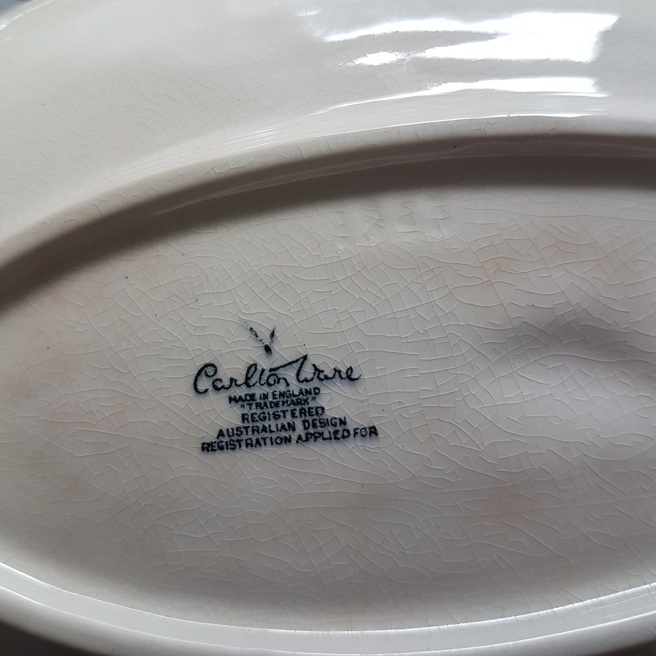 Carlton Ware, Australian Design, Floral Embossed, Green Basket Weave ...