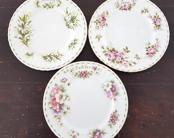 Royal Albert Flower of the Month Dessert Plate - Bone China Made in England