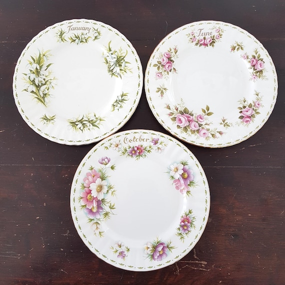 Royal Albert Flower of the Month Dessert Plate Vintage Bone China Made in England