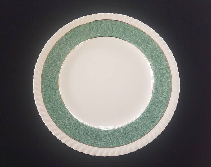 Johnson Brothers POWDER BORDER Dinner Plates, Set of 4, Green and White, Rope Border, Made in England