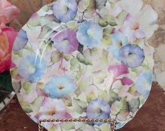 Skye McGhie Morning Glory Porcelain Plate 8 Inch Vintage Cottagecore Wall Decor Display Collectible
