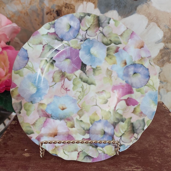 Skye McGhie Morning Glory Porcelain Plate 8 Inch Vintage Cottagecore Wall Decor Display Collectible