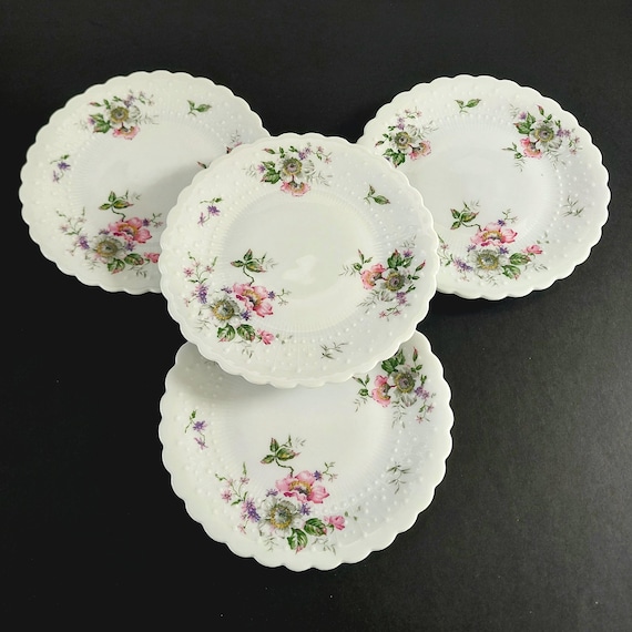 Set of 4 Vintage Limoges Georges Boyer 6" Plates Eglantine Pattern Made in France
