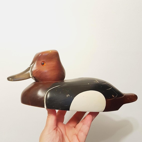 Hummel Wood Carved Ringneck Duck Decoy: Vintage Cabin Decor