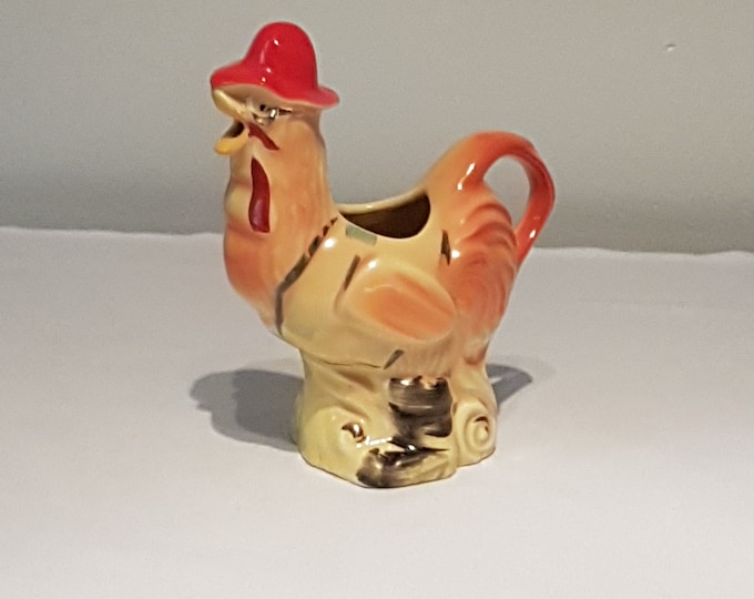 Vintage Rooster Creamer Pitcher, Old McDonald's Farm by Regal China, Farmhouse Decor, Country Kitchen Decor, 1940's