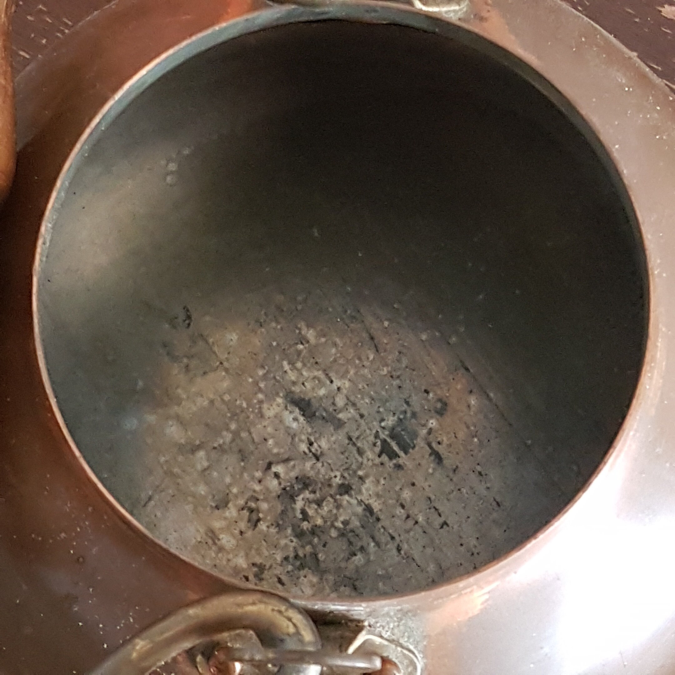 Vintage Copper Tea Kettle, Stovetop, Made in England, Brown Wooden